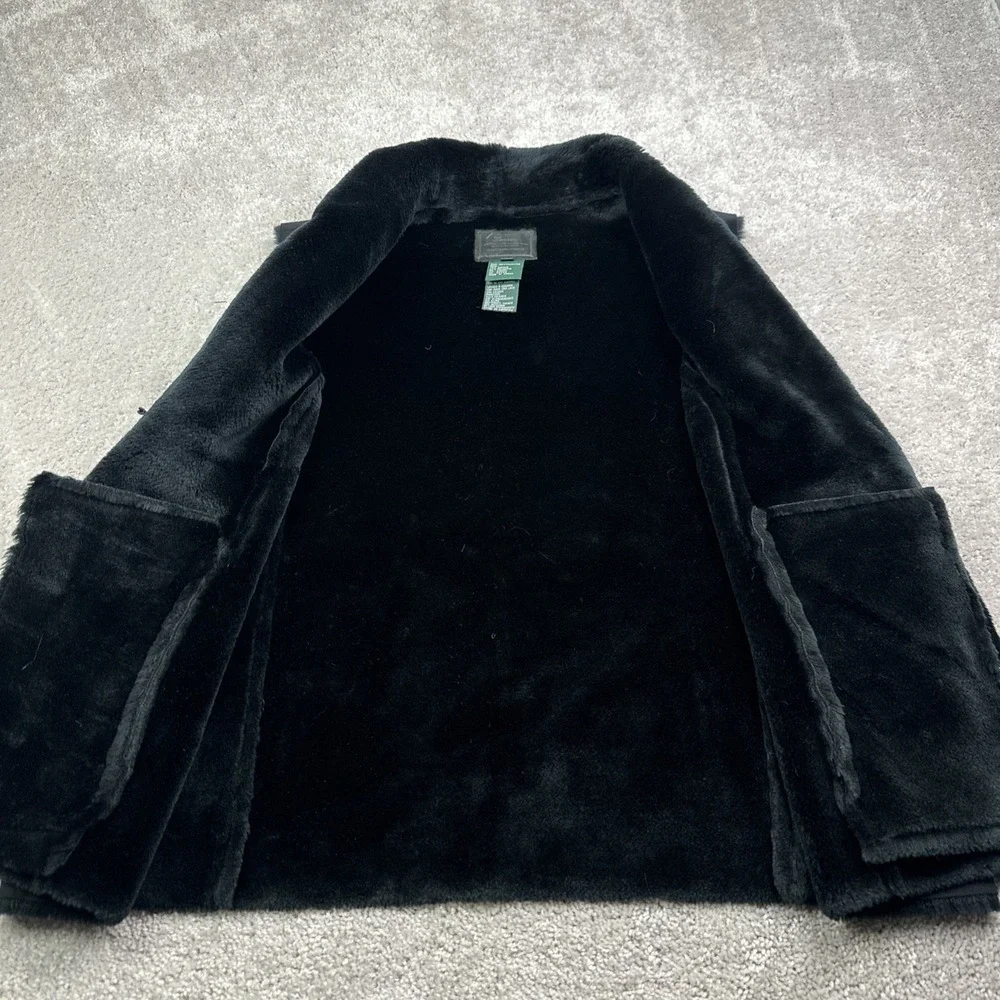 Lauren Ralph Lauren Vest Womens 1X Black Faux Suede‎ Fur Trim Mob Wife